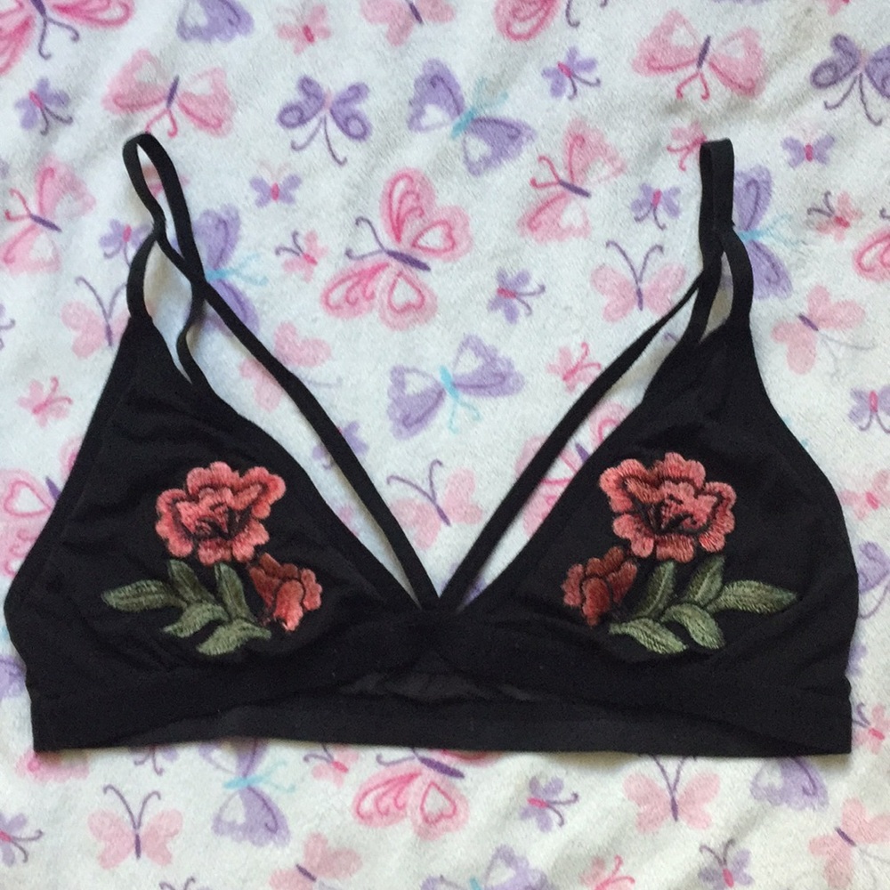 Embroidered rose bralette